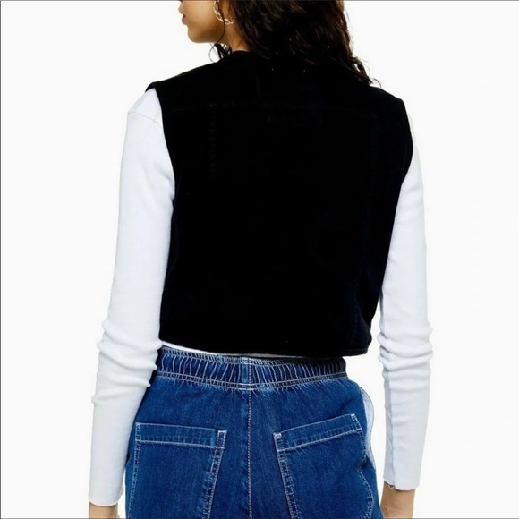 TopShop Short Fisherman Vest Black Gilet Cropped 4 - Picture 2 of 7